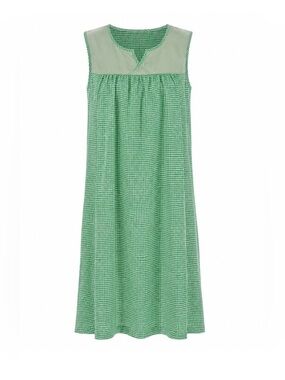 Moon Dance Mint Green Gingham Sleeveless Nightgown House Dress Size  L